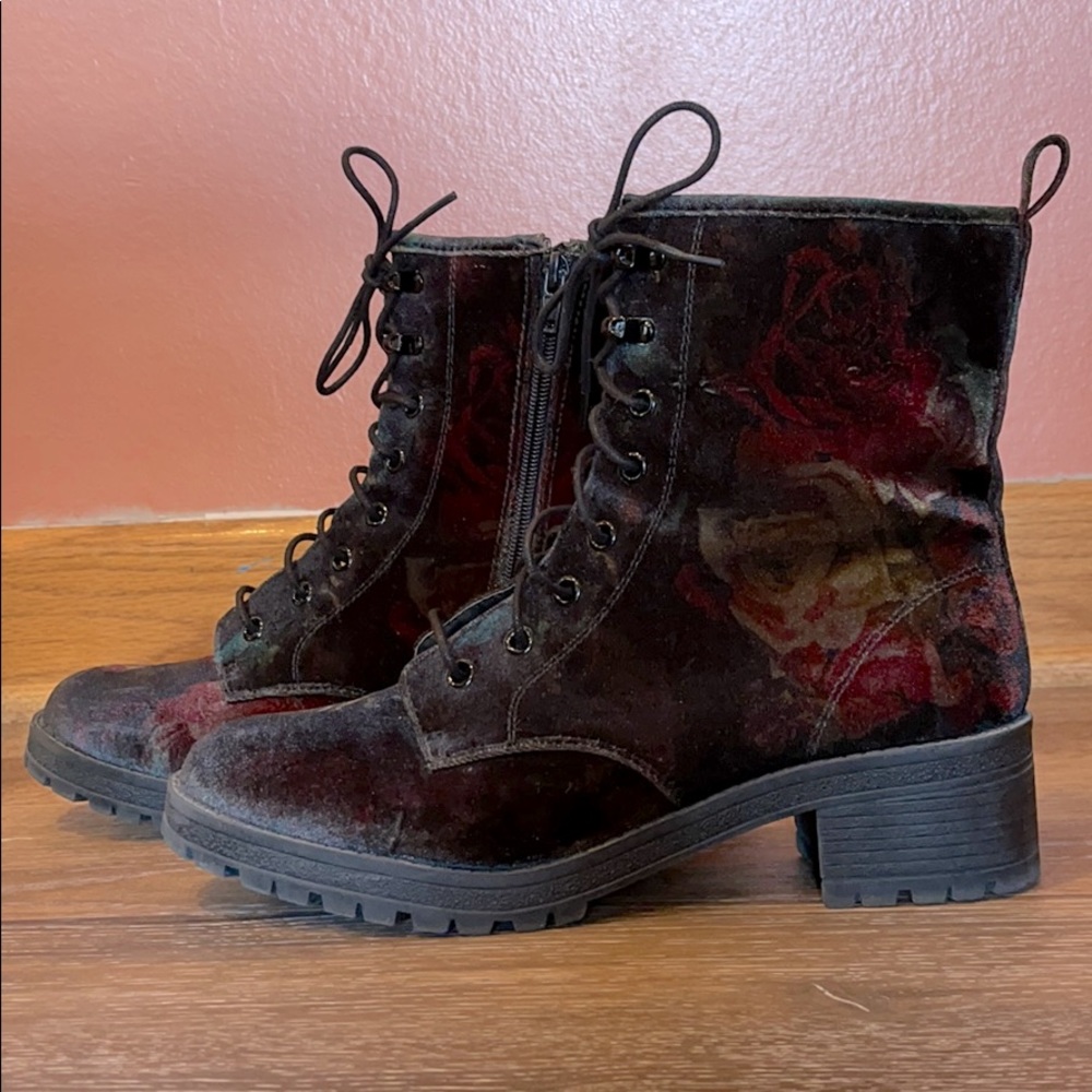 Velvet rose holographic Steve Madden boots